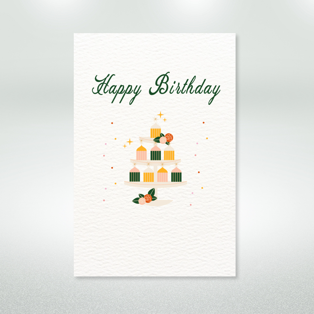 Elegant Happy Birthday Postcard Style Greeting Card
